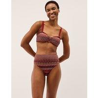Monsoon Zaria Printed Ring Detail Bikini Top Burgundy Mix
