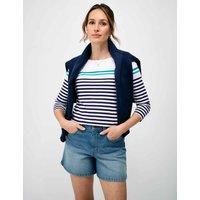 Crew Clothing Pure Cotton Striped Top Navy