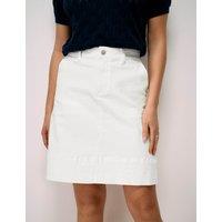 Crew Clothing Denim Knee Length A-Line Skirt White