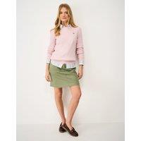 Crew Clothing Cotton Rich Cable Knit Crew Neck Jumper Light Pink