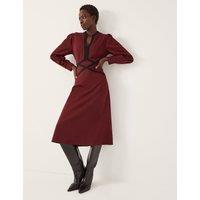 Monsoon Jersey V-Neck Midi Skater Dress Burgundy