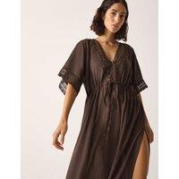 Monsoon Pure Modal V-Neck Beach Cover Up Chocolate