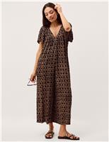 Geometric Angel Sleeve Wide Leg Jumpsuit