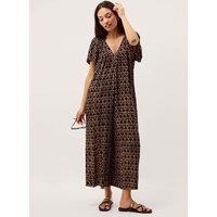 Monsoon Geometric Angel Sleeve Wide Leg Jumpsuit Black Mix