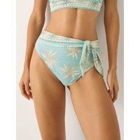 Monsoon Tashie Sun Print High Waisted Bikini Bottoms Aqua Mix