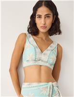 Tashie Sun Print Tie Back Bikini Top