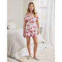 Chelsea Peers Cotton Rich Flamingo Printed Pyjama Set Light Cream