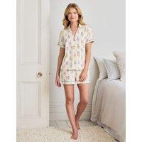 Chelsea Peers Cotton Righ Rainbow Cockapoo Print Short Pyjama Set White