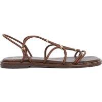 Dune London Leather Ankle Strap Flat Sandals Brown