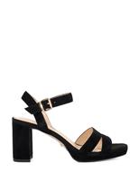 Dune London Wide Fit Ankle Strap Block Heel Sandals Silver