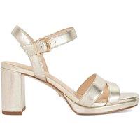 Dune London Wide Fit Ankle Strap Block Heel Sandals Silver