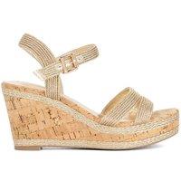 Dune London Wide Fit Buckle Wedge Sandals Gold