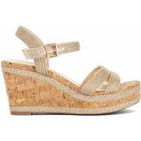 Dune London Buckle Wedge Sandals Gold