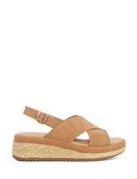 Leather Crossover Wedge Sandals