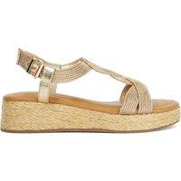 Dune London Metallic Buckle Ankle Strap Flatform Sandals Gold