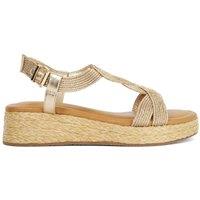 Dune London Metallic Buckle Ankle Strap Flatform Sandals Gold