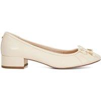 Dune London Wide Fit Leather Block Heel Pumps Ecru