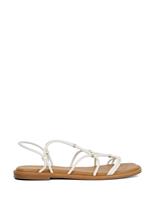 Dune London Leather Ankle Strap Flat Sandals White