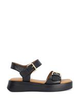 Wide Fit Leather Ankle Strap Wedge Sandals