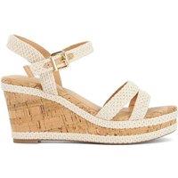 Dune London Buckle Wedge Sandals Ecru