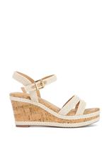 Dune London Buckle Wedge Sandals Ecru