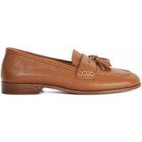 Dune London Leather Slip On Block Heel Loafers Tan