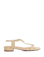 Leather T Bar Block Heel Sandals