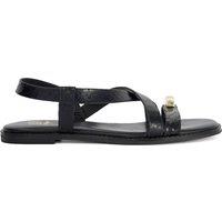 Dune London Leather Ankle Strap Flat Sandals Black