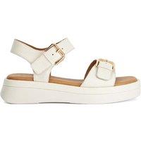 Dune London Wide Fit Leather Ankle Strap Wedge Sandals Ecru