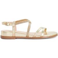Dune London Wide Fit Leather Embellished Sandals Gold