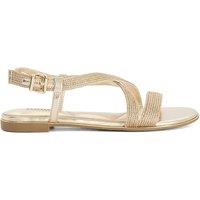 Dune London Metallic Buckle Ankle Strap Flat Sandals Gold