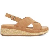 Dune London Leather Crossover Wedge Sandals Camel