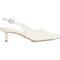 Dune London Wide Fit Buckle Kitten Heel Slingback Shoes Ivory