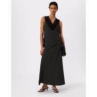 Whistles Polka Dot Midi A-Line Skirt Black Mix