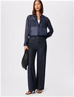 Striped High Waisted Straight Leg Jeans