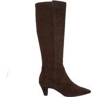 Dune London Leather Kitten Heel Knee High Boots Brown