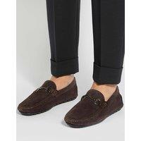 Dune London Wide Fit Leather Slip On Loafers Brown