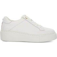 Dune London Leather Lace Up Flatform Trainers White