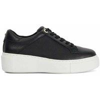 Dune London Leather Lace Up Flatform Trainers Black