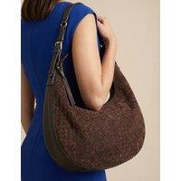 Jones Bootmaker Leather Slouch Woven Shoulder Bag Chocolate