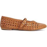 Dune London Leather Woven Flat Mary Jane Ballet Pumps Tan
