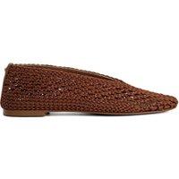 Dune London Satin Flat Ballet Pumps Brown