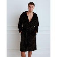 Chelsea Peers Fleece Hooded Dressing Gown Black