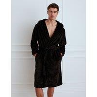 Chelsea Peers Fleece Hooded Dressing Gown Black