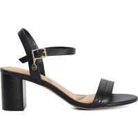 Dune London Wide Fit Leather Block Heel Sandals Black