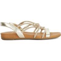 Dune London Leather Metallic Flat Gladiator Sandals Gold