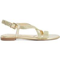 Dune London Wide Fit Metallic Rope Ankle Strap Flat Sandals Gold