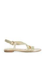 Wide Fit Metallic Rope Ankle Strap Flat Sandals