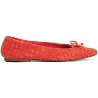 Dune London Leather Woven Flat Ballet Pumps Orange