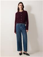 Jigsaw High Waisted Wide Leg Ankle Grazer Jeans Mid Blue